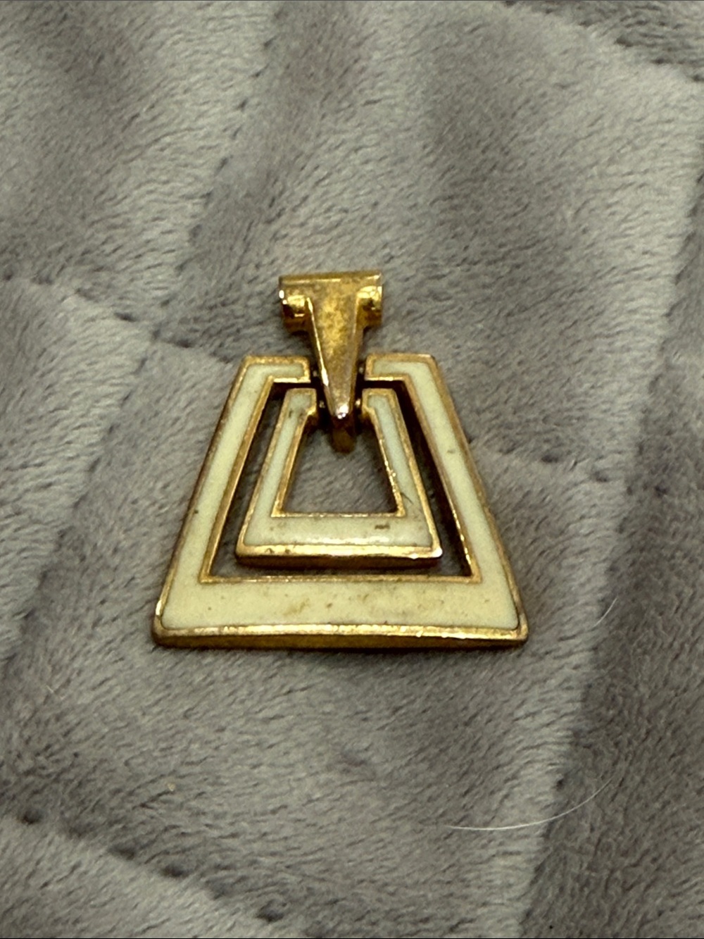 Gold-Tone White Enamel Geometric Pendant Necklace